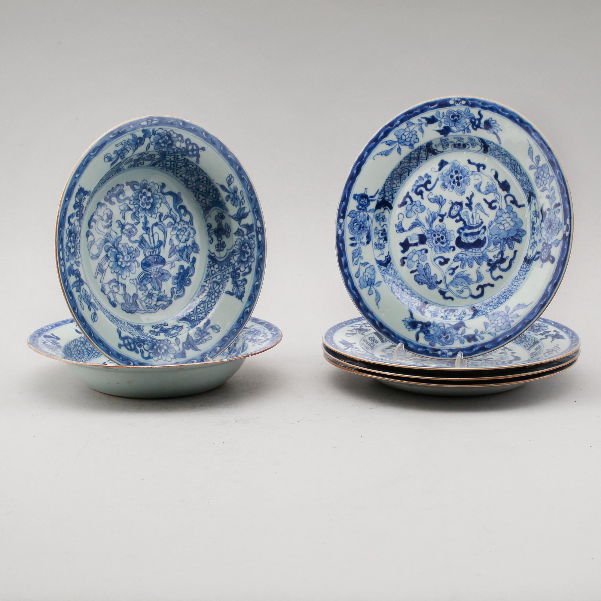 TALLRIKAR, 6 st, porslin, Kina, Qianlong 1736-1795.
