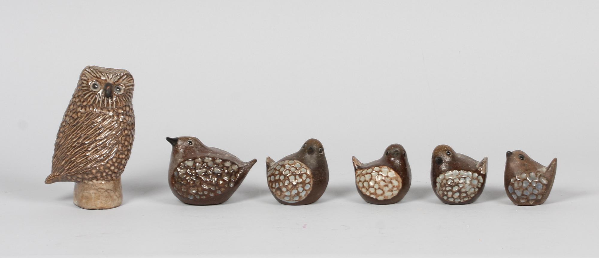 FIGURINER, 6 st, keramik, Bengt Wall, Trosa. 1960-tal. Sign B. Wall.