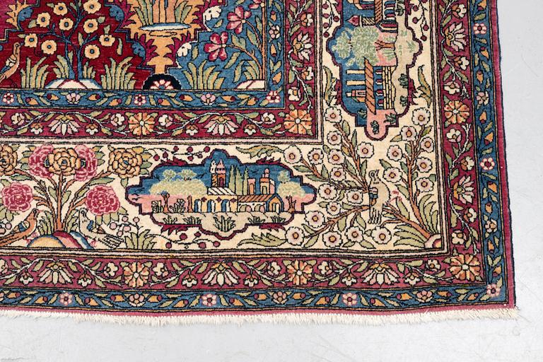 A carpet, figural semi-antique Kerman /Teheran, ca 319 x 210--215 cm.