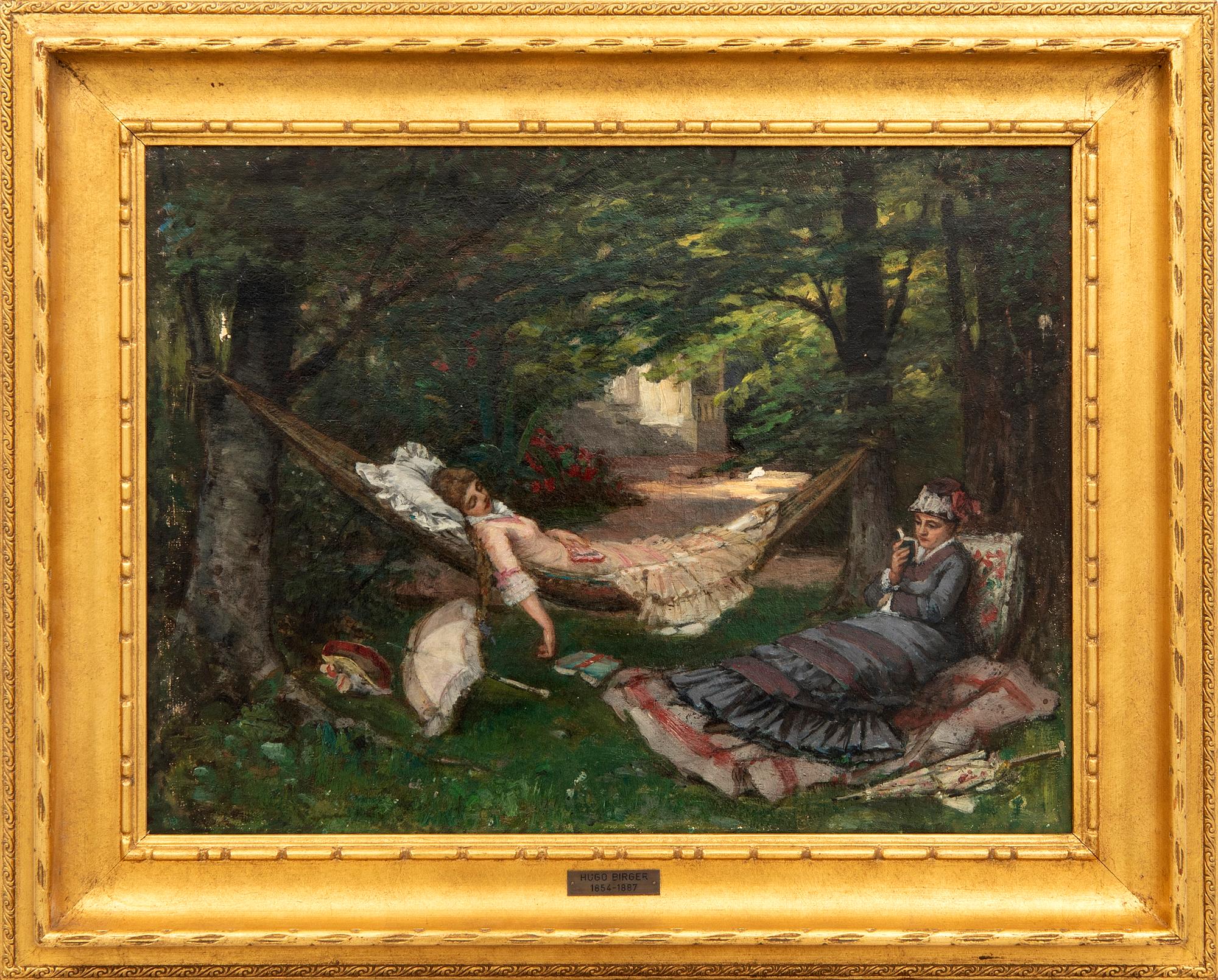 Hugo Birger, tillskriven, Trädgård med vilande kivnnor.