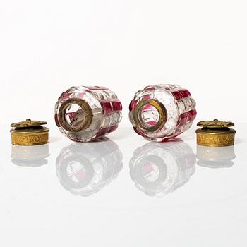 A French late Empire ormolu and cut-glass writing stand, ca 1830.