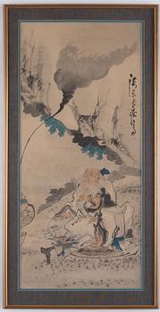 Målning, oidentifierad konstnär, akvarell och tusch på papper, Qingdynasty, 1800-tal.