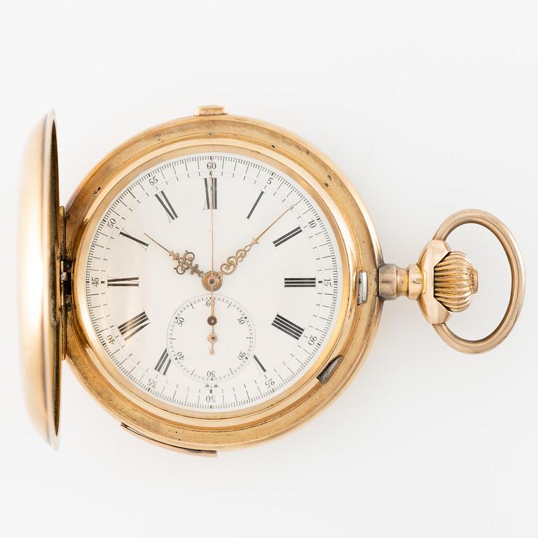 Pocket watch, hunter, 14K gold, 64 mm.
