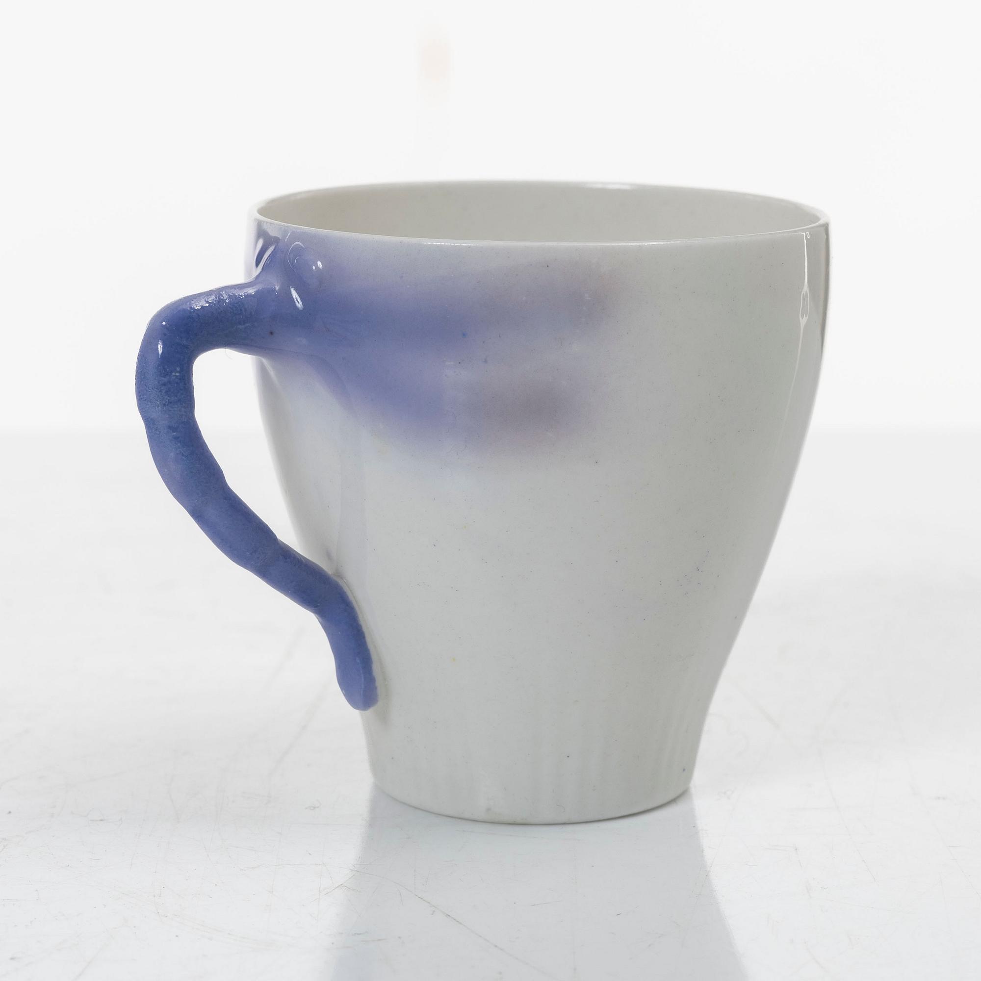 Alf Wallander, 10 coffee cups with saucers, "Dragonfly", Rörstrand, Art Nouveau.