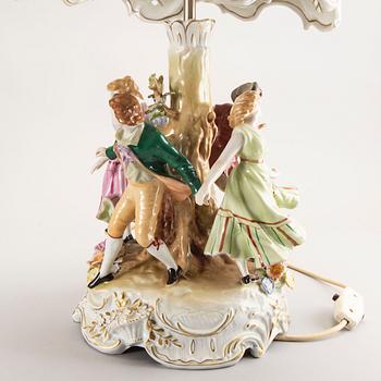 A PMP (Porcelain Manufactory Plaue) table lamp, Germany, later part of the 20th century.