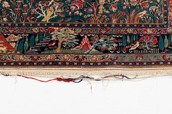 A carpet, semi-antique, Tabriz, figural, ca 201 x 137 cm.