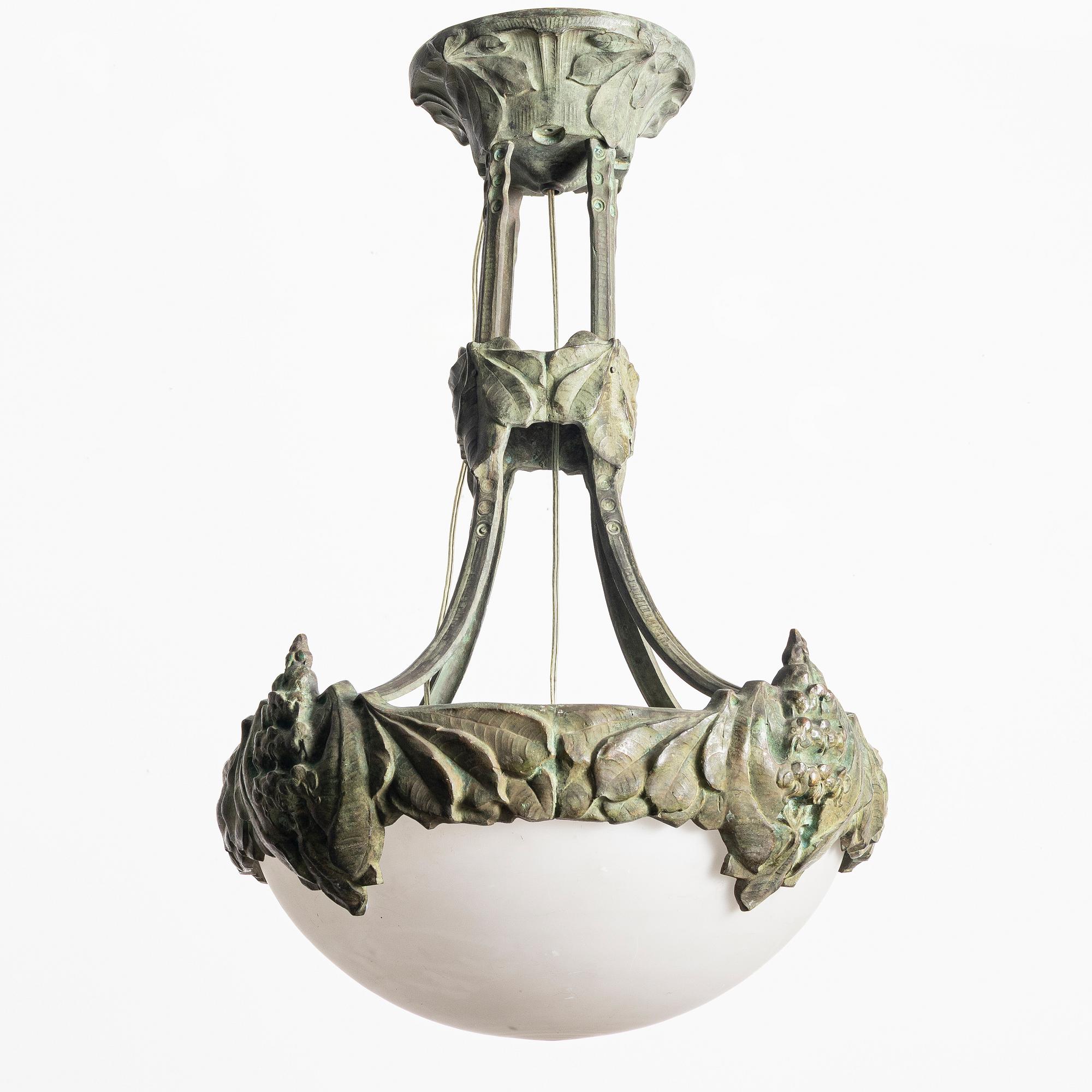 Arvid Böhlmarks Lampfabrik, taklampa, jugend, variant av modell "5365", Stockholm, 1910-tal.