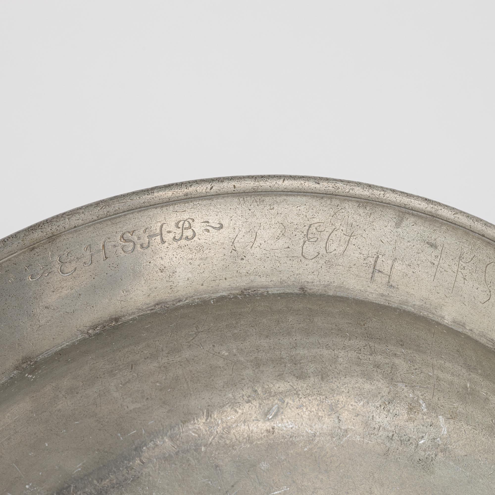 A group of eight Swedish pewter dishes, 18th-20th Century, including Mathias Norling, Jönköping, 1863.