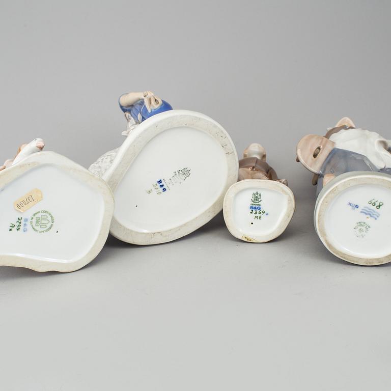 BING & GRØNDAHL & ROYAL COPENHAGEN, 4 porcelain figurines, late 20 th century.