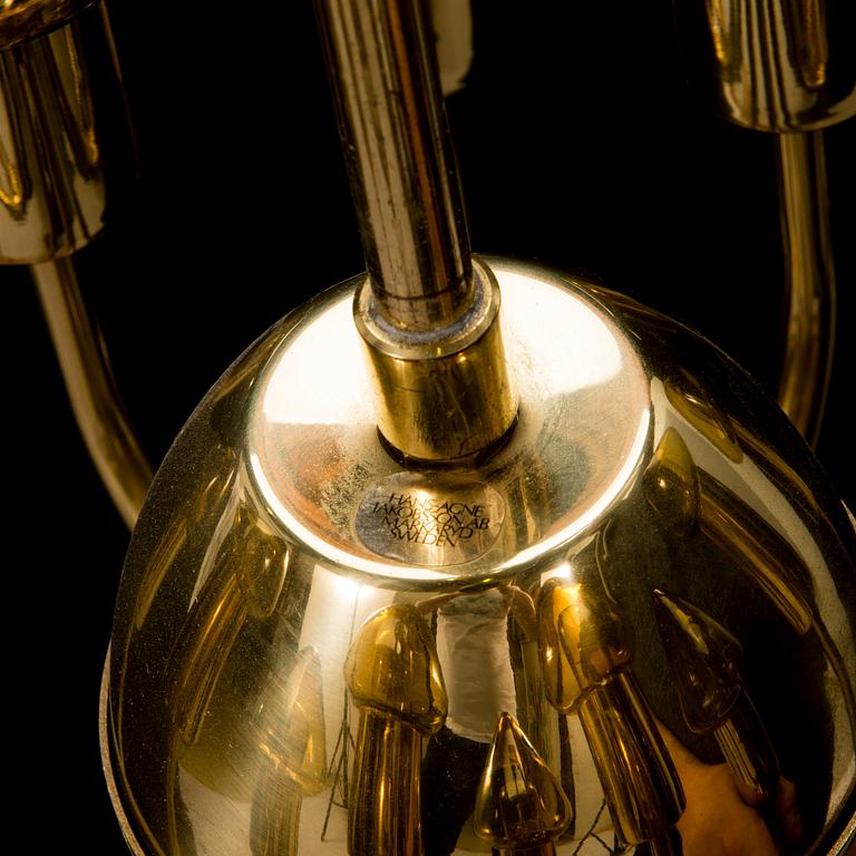 HANS-AGNE JAKOBSSON, A brass chandelier, model T 372, Markaryd, Sweden, late 20th Century.