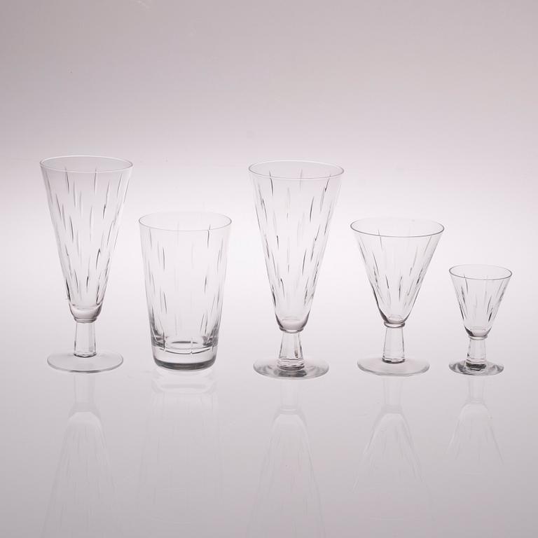 GLASSERVIS, 37 delar, kristall, "Inari", Saara Hopea, Nuutajärvi, design 1953.