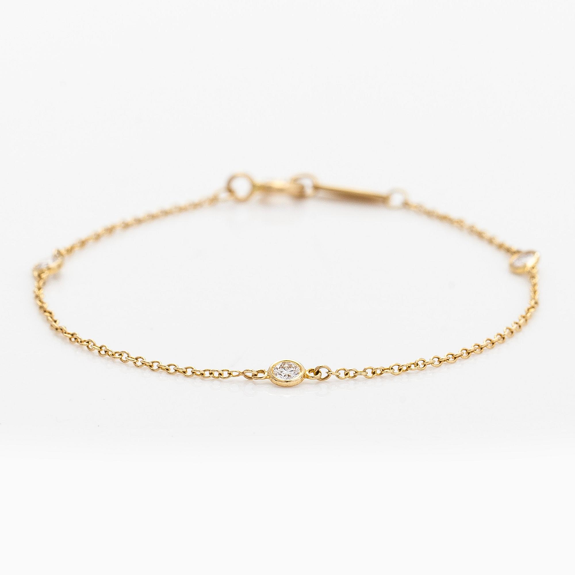 Tiffany & Co, Elsa Peretti, rannekoru, "Diamonds by the Yard", 18K kultaa ja briljanttihiottuja timantteja.