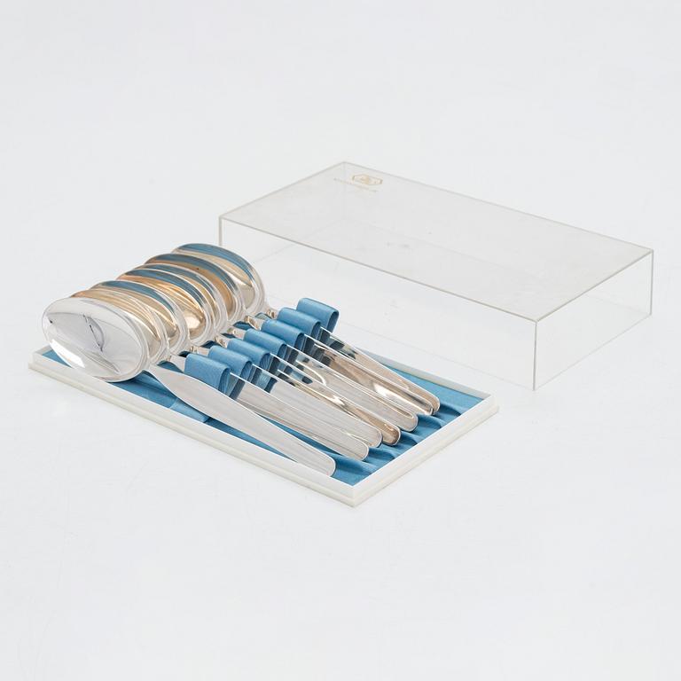 Tapio Wirkkala, bestickuppsättning, 19 dlr, silver, "Tapio", Kultakeskus, Tavastehus 1980-tal.