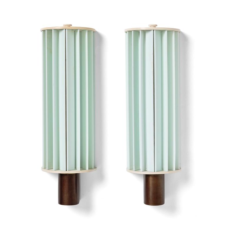 Poul Henningsen, a pair of 'Elongated (Langlyslampen)' wall lights, Louis Poulsen, Denmark post 1934.