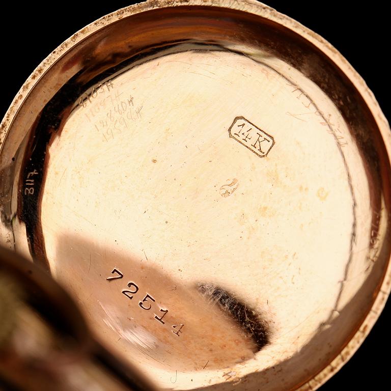 FICKUR, 14K guld, 1900-talets första hälft. Vikt inklusive urhus ca 29 g.