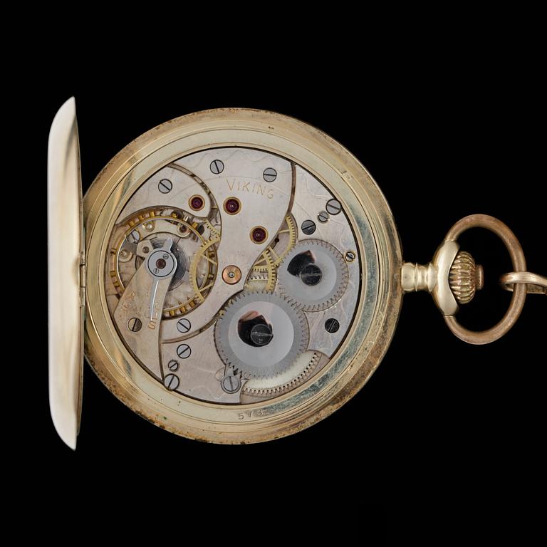 FICKUR OCH KLOCKKEDJA, herr, 14k resp 18k guld, Viking, Sverige, bär dat 1931. Vikt klocka 101,9g klockkedja 23,2g.