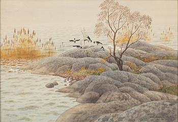 Oskar Bergman, Landscape with crows.