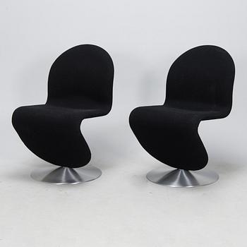 Verner Panton, four 'System 1-2-3 and a dining table for Verpan Denmark 21st century.