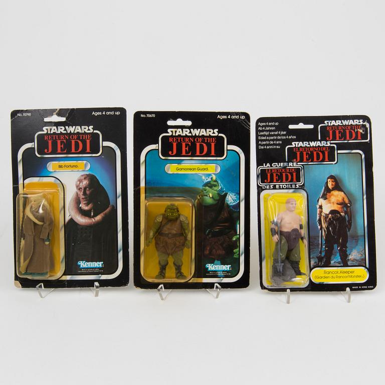 A lot of 6 vintage Star Wars action figures in Return of the Jedi packaging Kenner and Palitoy 1980s.