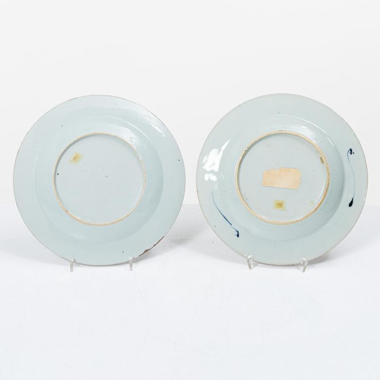 Seven export porcelain plates, China, Qing dynasty, 18th century.