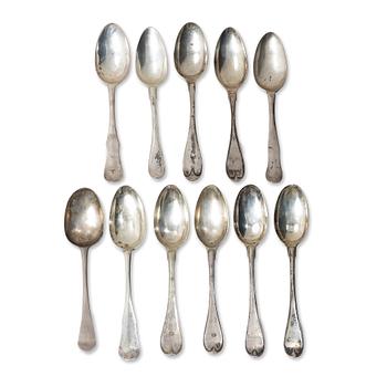 Skedar, 11 st, silver, 1700/1800-tal.