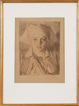 ANDERS ZORN, etsning, "Gulli II", signerad med blyerts, signerad och daterad 1918 i plåten.
