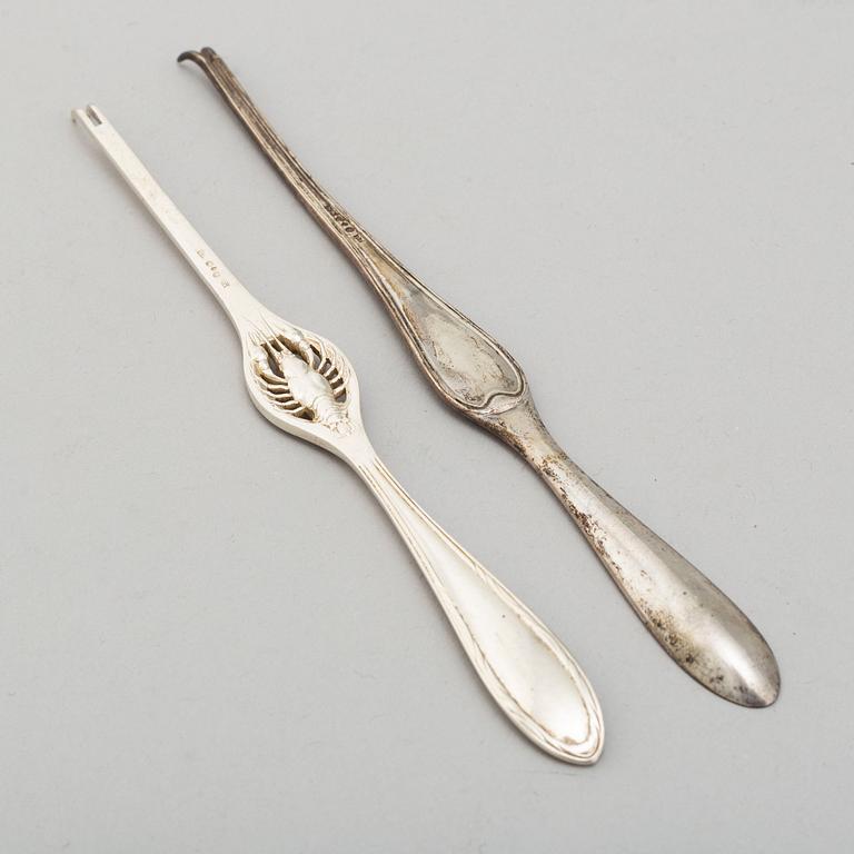 HUMMERGAFFLAR, 6+3 stycken, silver, bland annat Karl Anderson,  Stockholm (1892-1933), 1910-20-tal.