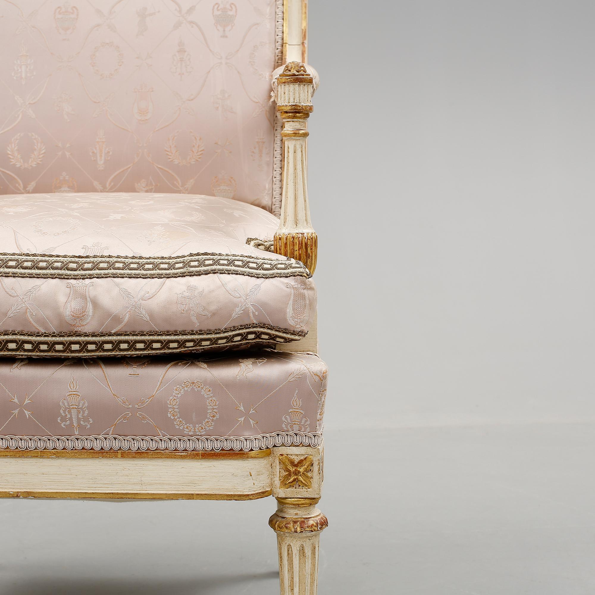 SALONGSGRUPP, 3 delar, Louis XVI-stil, Spanien, 1900-talets första hälft.