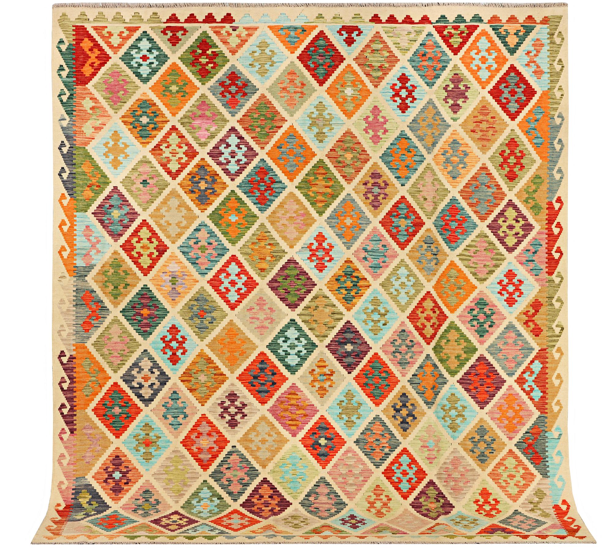A Kilim carpet, c. 296 x 253 cm.