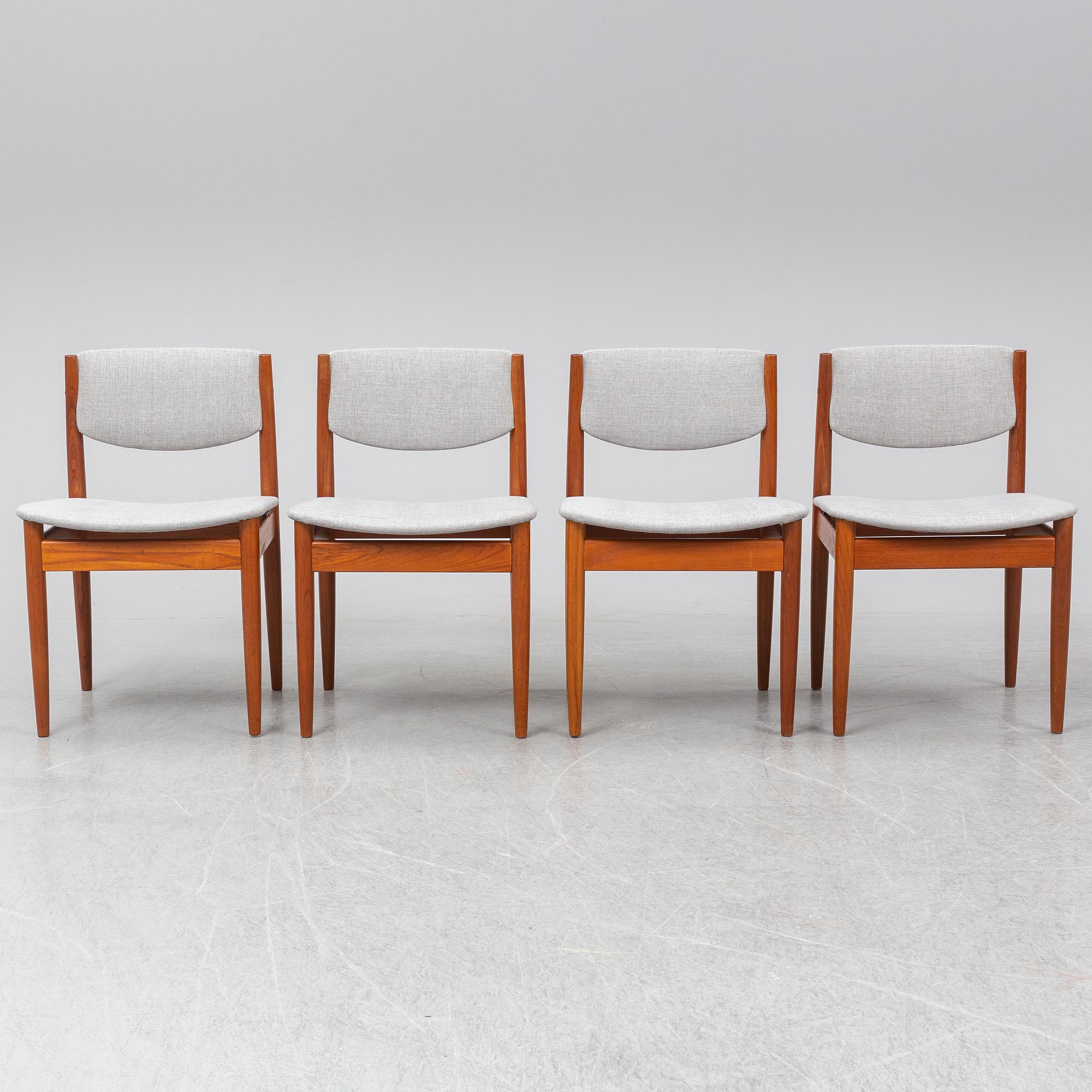FINN JUHL, four chairs, France & Sons, Denmark.