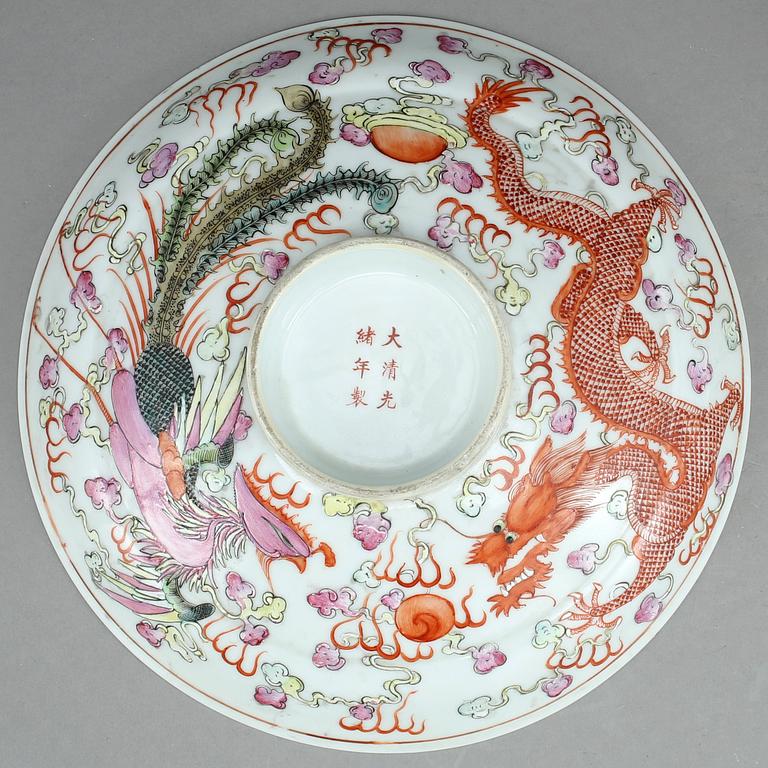 SKÅLFAT + LOCK, porslin, Kina Guangxu, kring 1900.