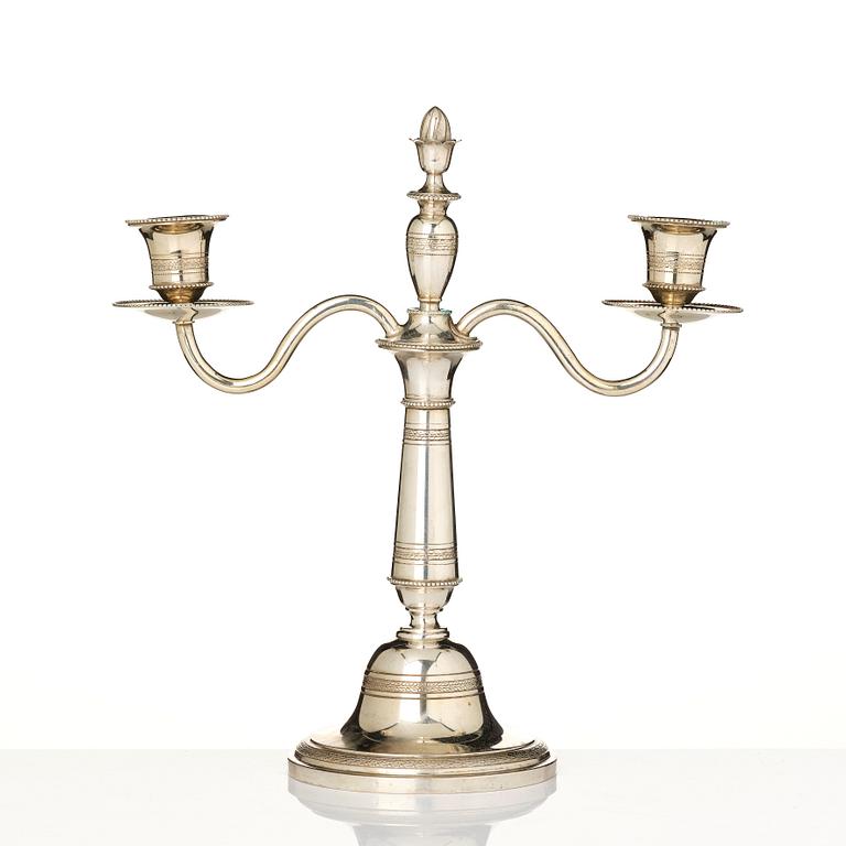 A two-light candelabrum, 800/1000 silver, Germany, 20th century.
