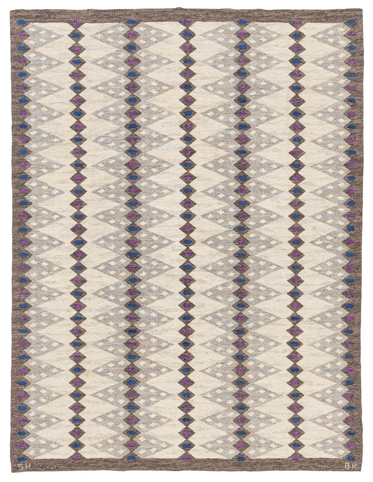 Berit Koenig, matta, gobelängteknik, 256 x 195 cm, signad SH BK.