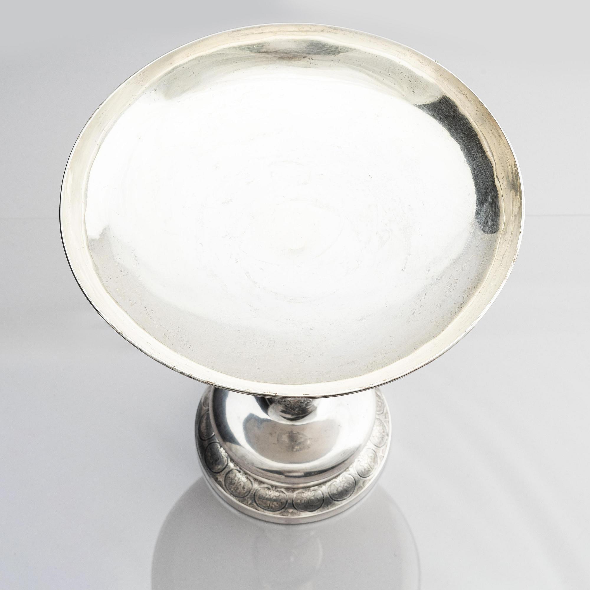 A Danish large silver bowl on foot, mark of Anton Michelsen, Copenhagen 1865.