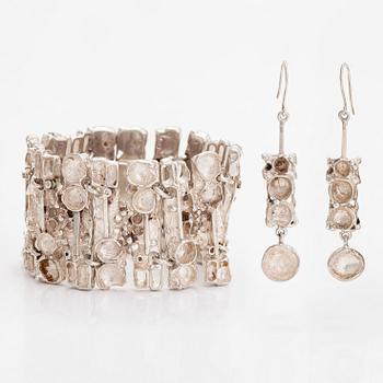 Juhls, sterling silver bracelet and earrings, Norway.