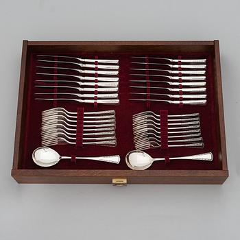 Tillander, bestickuppsättning, 166 delar, silver, "Käpy" (Kotte), 1996-2000. Design: Vilho Ellenberg, 1920-tal.