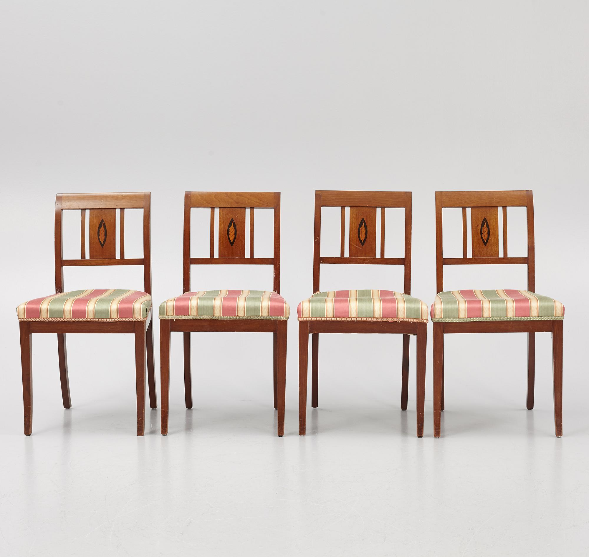 A set of four Empire chairs, southern Sweden, early 19th century.