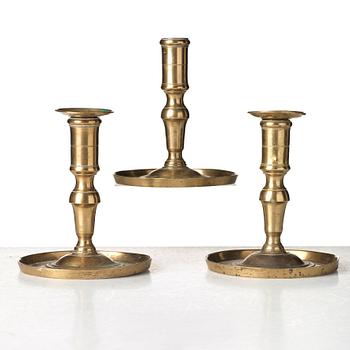 Three Gustavian late 18th century candlesticks, Kungl. Husgerådskammaren.