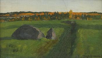 HUGO SIMBERG, ILTAAURINKO KESÄMAISEMASSA.