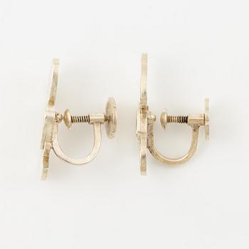 Wiwen Nilsson, a pair of earrings, silver, in the form of flowers, Lund 1952 and 1953.
