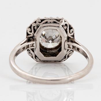 A platinum ring set with an old-cut diamond ca 1.20 cts quality ca G/H si.