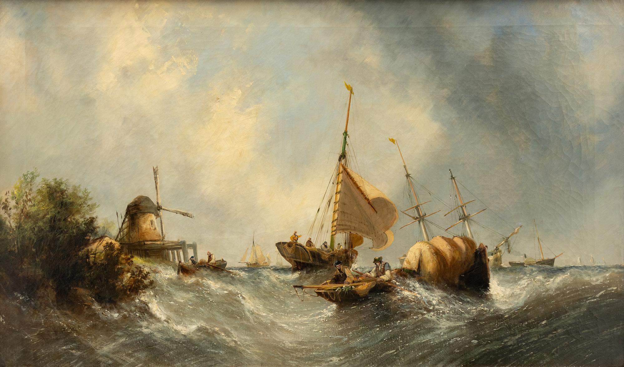William Calcott Knell, attributed, Boats by the Coast.
