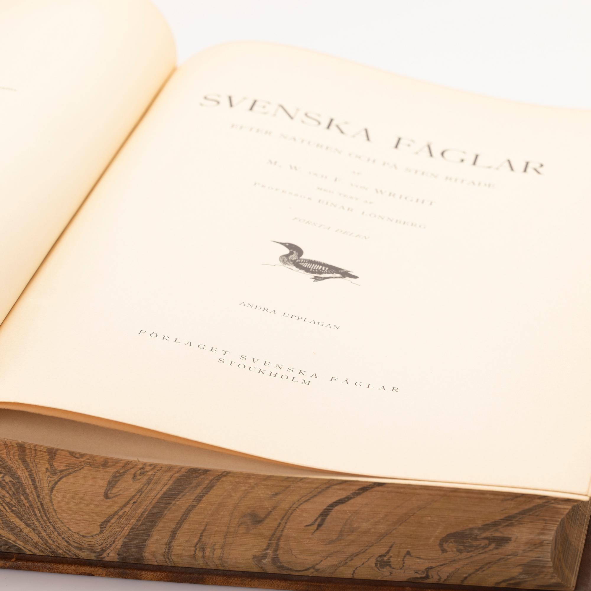 Brothers von Wright, book set, 3 volumes, “Swedish Birds”, A. Börtzells tryckeri AB, Ivar Baarsen, Stockholm, 1929.