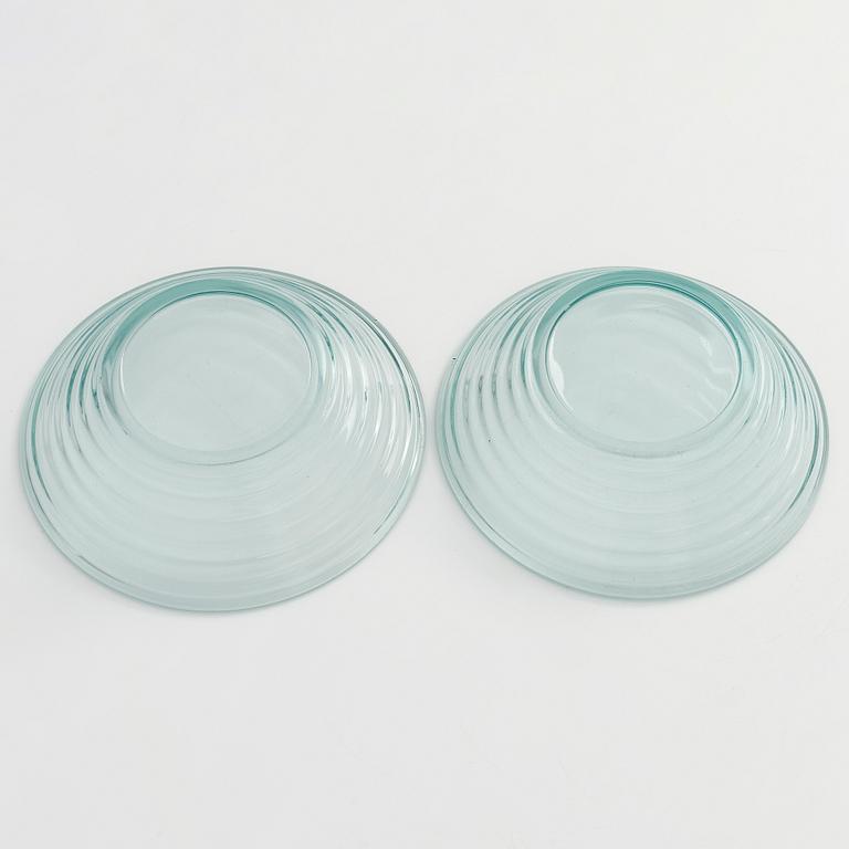 Aino Aalto, a set of two 1930's bowls, "Bölgeblick" for Karhula Glassworks, Finland.