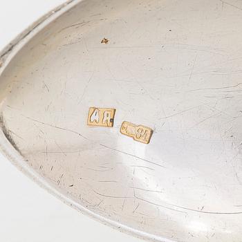 Three Russian silver spoons from Moscow, late 19th to early 20th century.