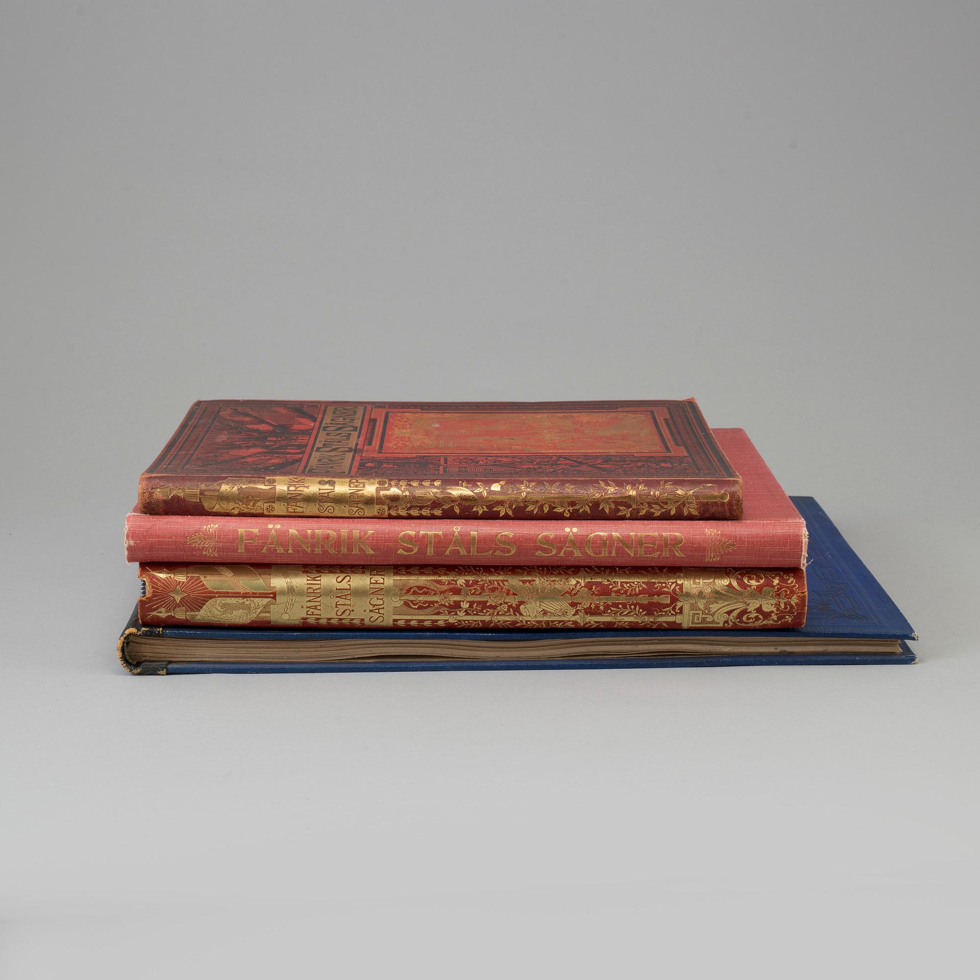 BÖCKER: 4 volymer, "Fänrik Ståls Sägner", 1883, 1886 och 1904.