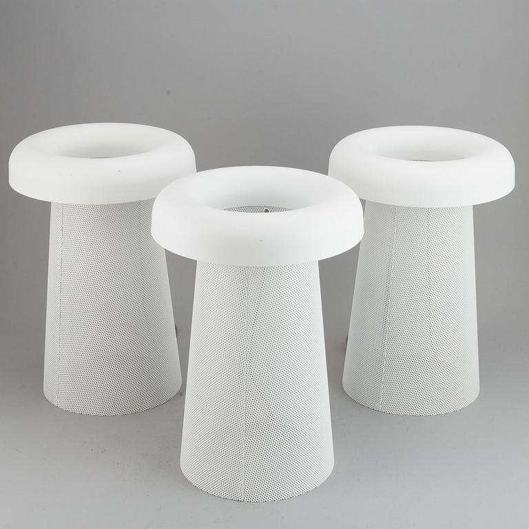 Three Jens Fager table lamps,  Mesh, Zero.