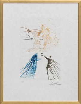 SALVADOR DALÍ, colourprinted drypoint etching on Japan nacré, signed and numbered XXXIX/LXXV.