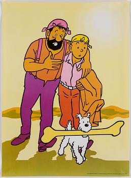 Four 1970 Tintin posters.