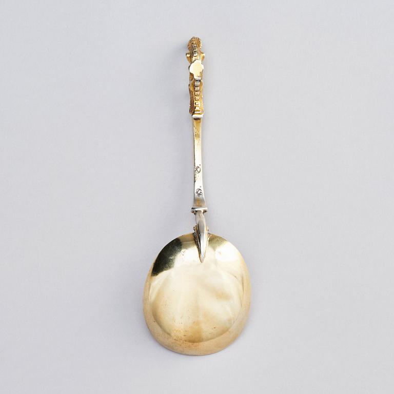 A parcel-gilt Baroque silver spoon, 18th century.